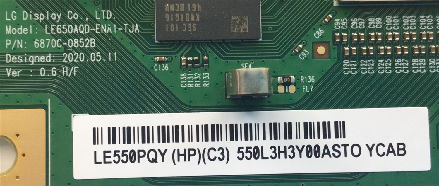 T-CON PARA TV LG / NUMERO DE PARTE 6871L-6411D / 6870L-0852B / LE550PQY(HP)(C3) / 550L3H3Y00ASTO YCAB / L00432 / LBCB1Y / MODELO OLED55A1PUA.DUSQLJR - Imagen 2
